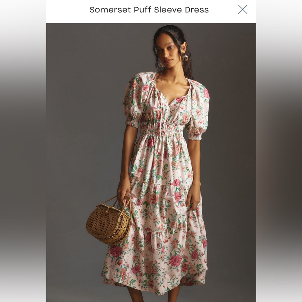 Anthropologie The Somerset Puff Sleeve Dress